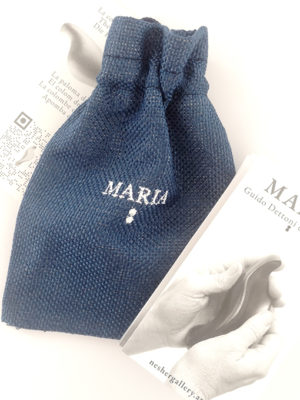 flyer-of-the-artwork-maria-cast-in-white-resin-3-inches-and-fabric-bag-blue-color